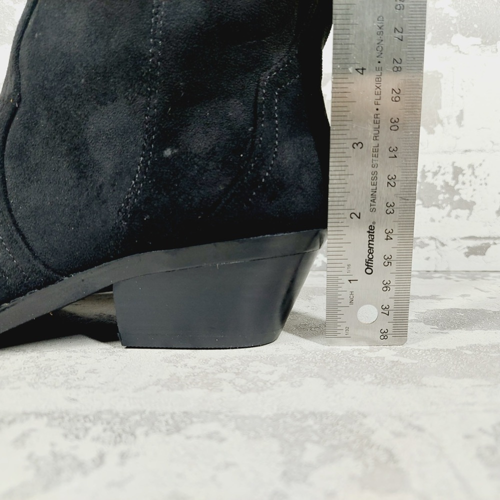 NEW DV Dolce Vita Tall Boots Women 7 Black Suede Leather Western Chic W1031 - Picture 2 of 12